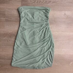 Lucy in the Sky Green Asymmetrical Ruched Bodycon Dress